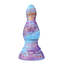 Dildo Astro Fantasy de 21 cm con ventosa | Diseño de Bombilla Vibrante en Púrpura, Azul y Dorado |.