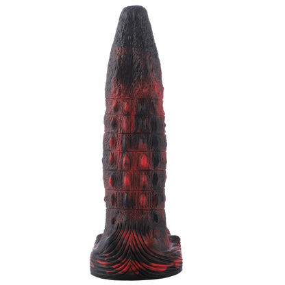 Wildolo Fantasy Crocodilly Dildo de Silicona Negra con Ventosa de 23 cm - Textura Escamosa y Nódulos.