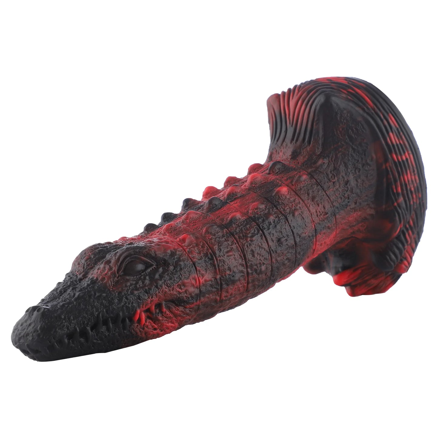 Wildolo Fantasy Crocodilly Dildo de Silicona Negra con Ventosa de 23 cm - Textura Escamosa y Nódulos.