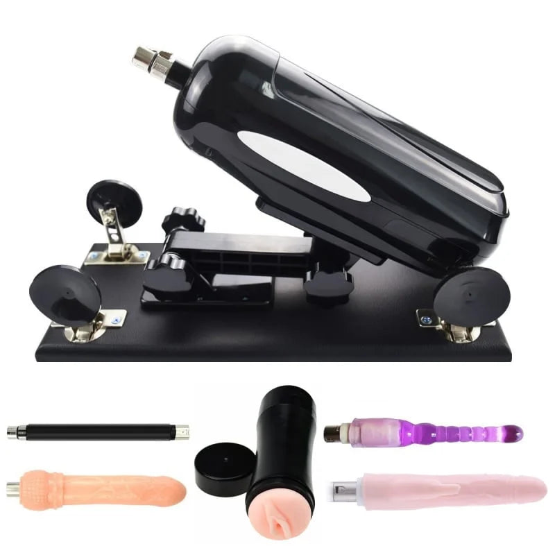 Paquete Noir Auxfun Máquina de Sexo Básica con 5 Accesorios Anales y Vaginales