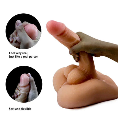 Juguetes Tabú Dildo Mega Realista con Ano y Ventosa - 18 cm para la Máxima Libertad de Manos.