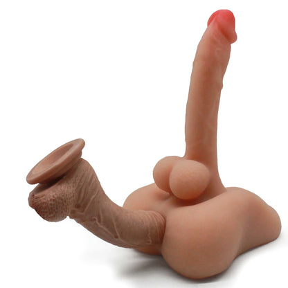 Juguetes Tabú Dildo Mega Realista con Ano y Ventosa - 18 cm para la Máxima Libertad de Manos.