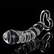 Dildo de vidrio de lujo con mango, 21 cm de longitud, estructura en espiral y cabeza bulbosa - Placer intenso.