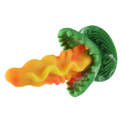 Dildo Mushu de 22 cm con potente ventosa | Dildo de silicona realista con estrías para intensidad.