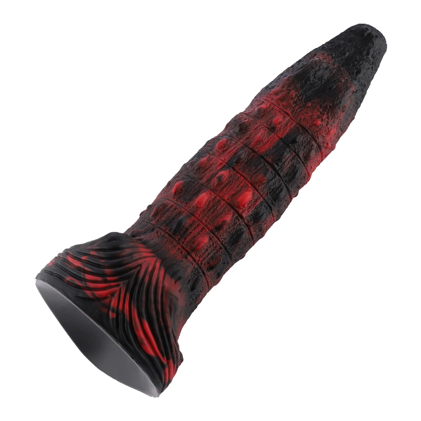 Wildolo Fantasy Crocodilly Dildo de Silicona Negra con Ventosa de 23 cm - Textura Escamosa y Nódulos.