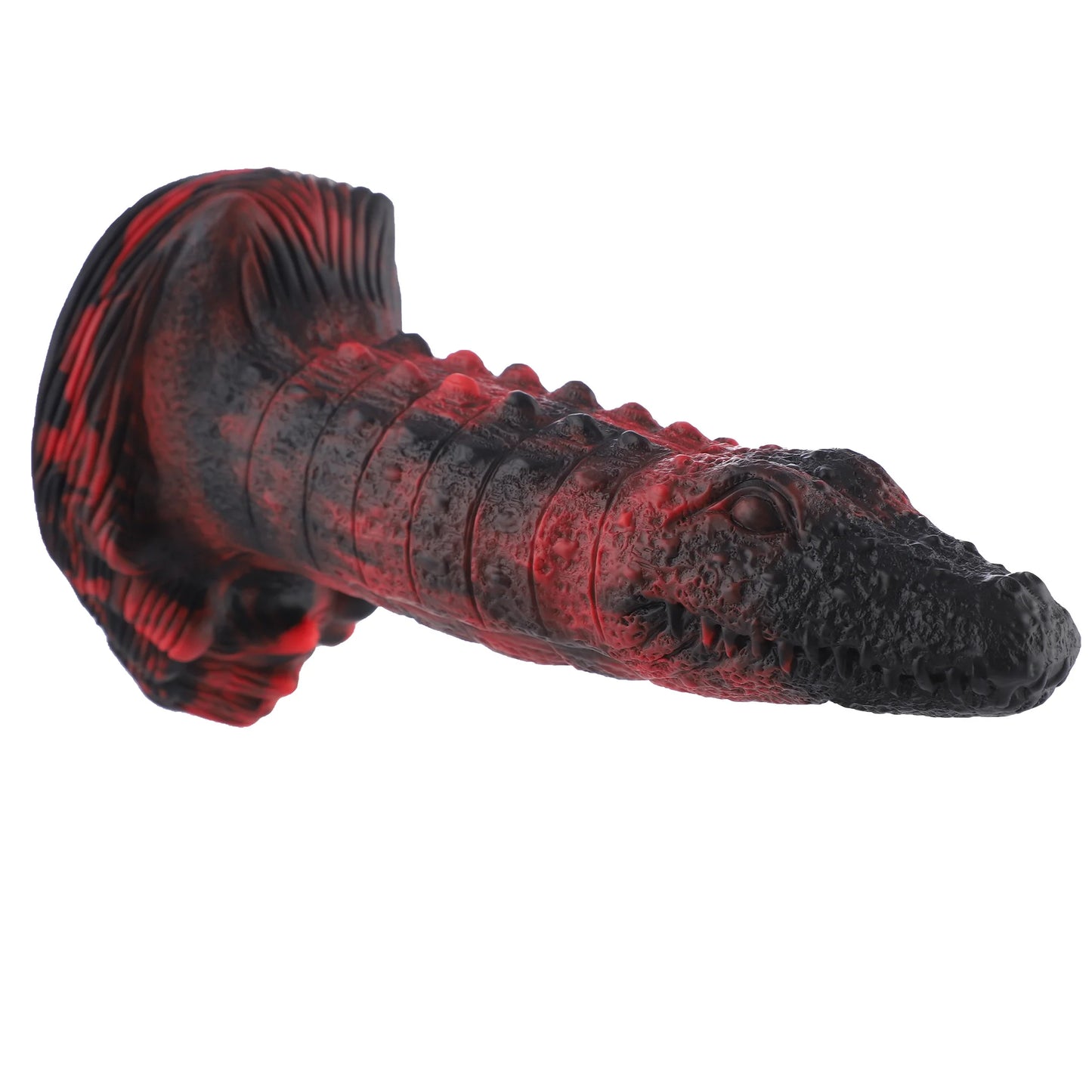 Wildolo Fantasy Crocodilly Dildo de Silicona Negra con Ventosa de 23 cm - Textura Escamosa y Nódulos.