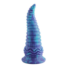 Dildo de succión en forma de espiral azul de 24 cm | Wildolo Brillo Realista en la Oscuridad Fantasía Anal.