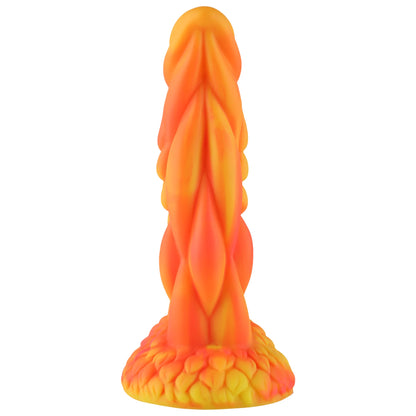 Wildolo Fantasy Suction Cup Dildo Naranja 21 cm - Dildo Naranja Realista Vibrante para Manos Libres.
