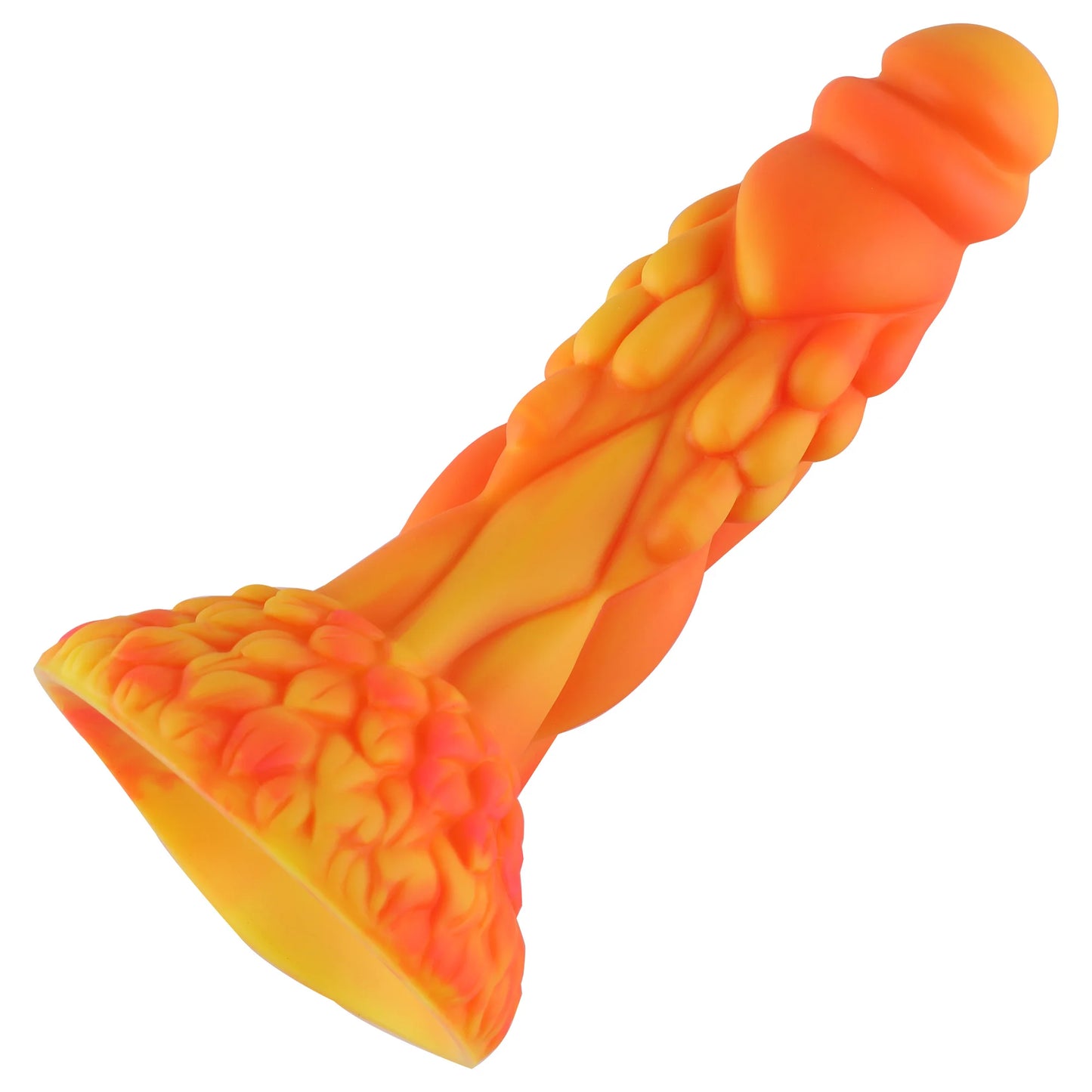Wildolo Fantasy Suction Cup Dildo Naranja 21 cm - Dildo Naranja Realista Vibrante para Manos Libres.