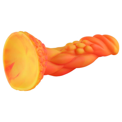 Wildolo Fantasy Suction Cup Dildo Naranja 21 cm - Dildo Naranja Realista Vibrante para Manos Libres.