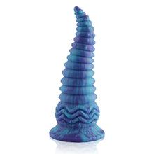 Dildo de succión en forma de espiral azul de 24 cm | Wildolo Brillo Realista en la Oscuridad Fantasía Anal.