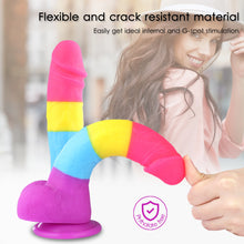 Dildo de Azúcar Arcoíris Fantasía 22 cm - Colorido, Realista y Potente Juguete de Silicona