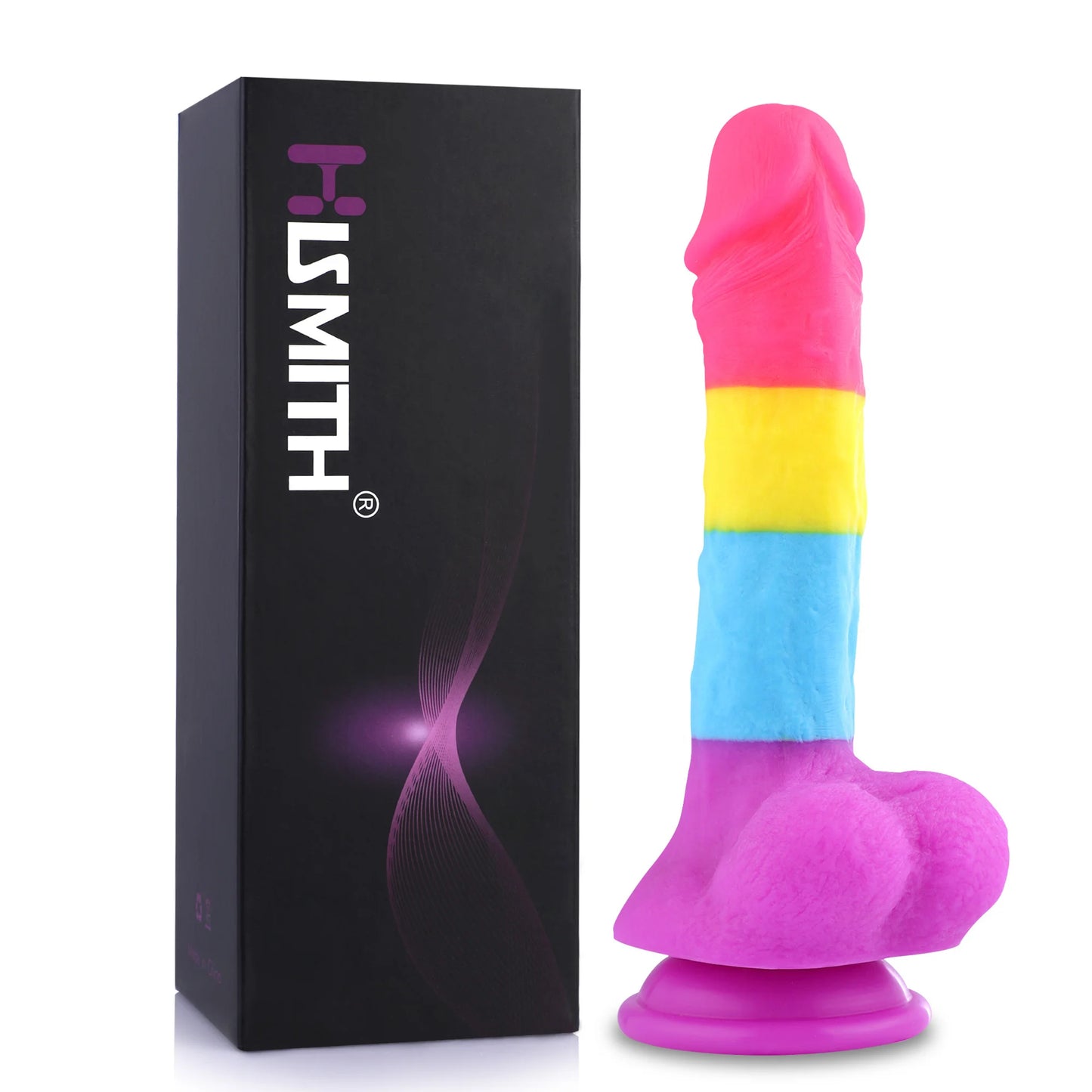 Dildo de Azúcar Arcoíris Fantasía 22 cm - Colorido, Realista y Potente Juguete de Silicona
