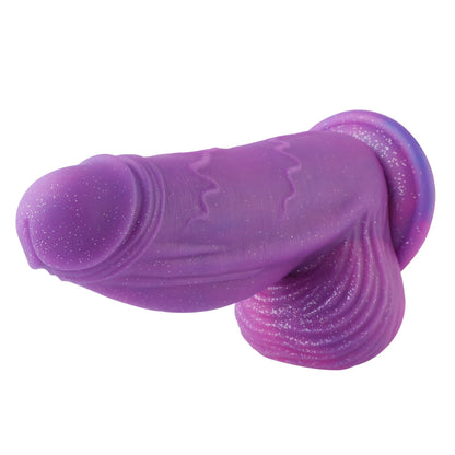 Dildo Fantasía Púrpura con Ventosa 26 cm - Silicona Premium, Eje Texturizado, Uso Manos Libres