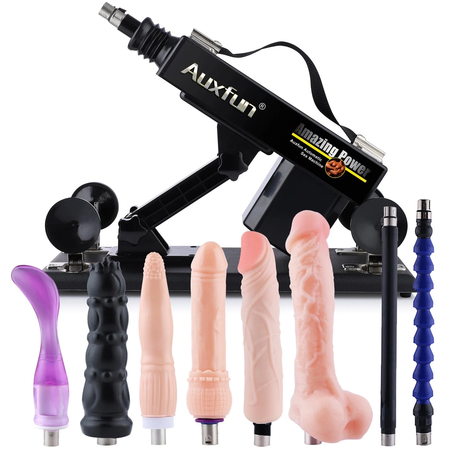 Auxfun® Máquina de Sexo Básica - Paquete Dimitri - Con Dildos y Extensiones