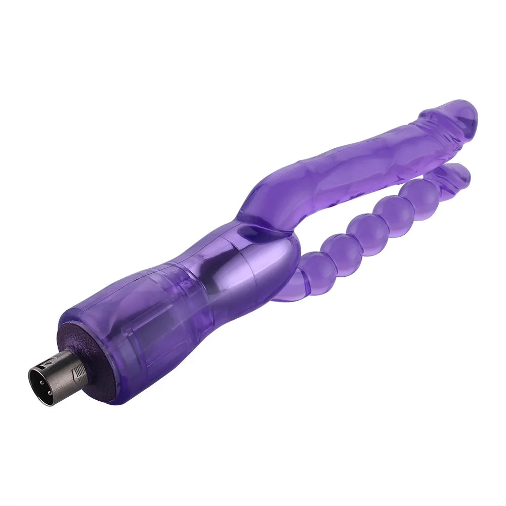 Dildo de doble estriado 3XLR para la máquina de sexo básica Auxfun de 23 cm