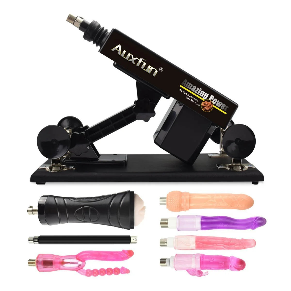 Paquete de parejas Auxfun Basic Sex Machine con dildo y muchos extras