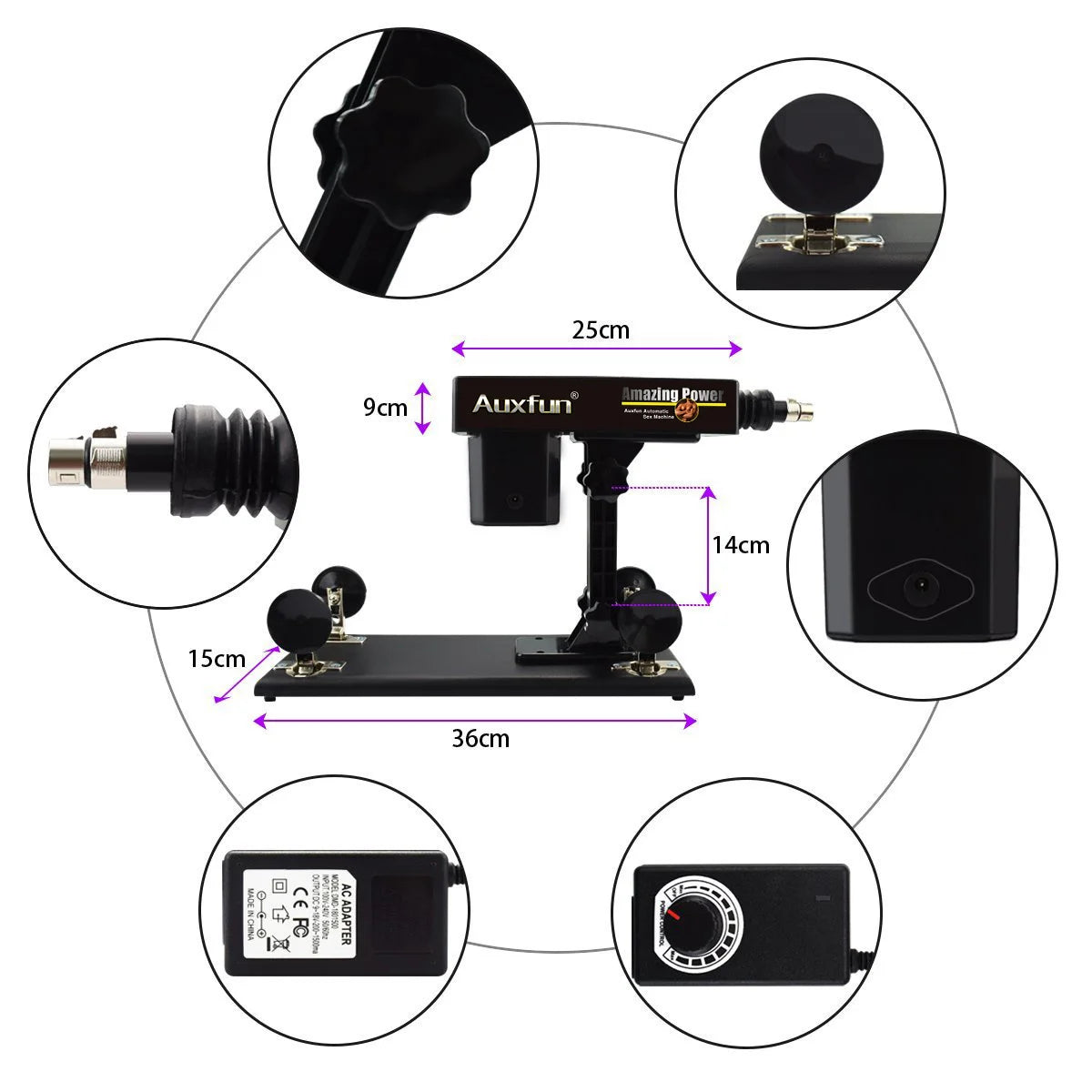 Auxfun® Máquina de Sexo Básica - Paquete Mateo con Dildos y Accesorios